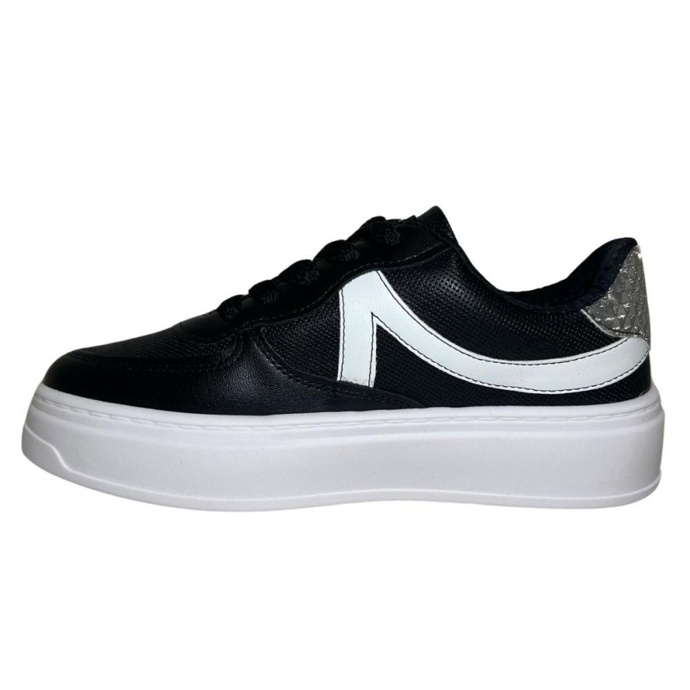 TÊNIS BEIRA RIO CASUAL BRILHO 4305.113 Preto/Branco 5