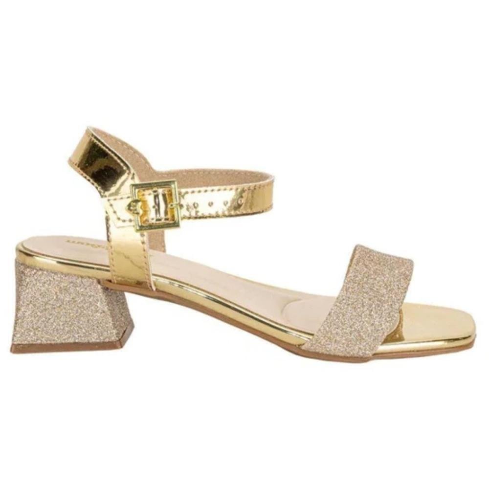 SANDÁLIA MOLEKINHA MENINA SALTO BLOCO GLITTER 2347.100 Dourado 2