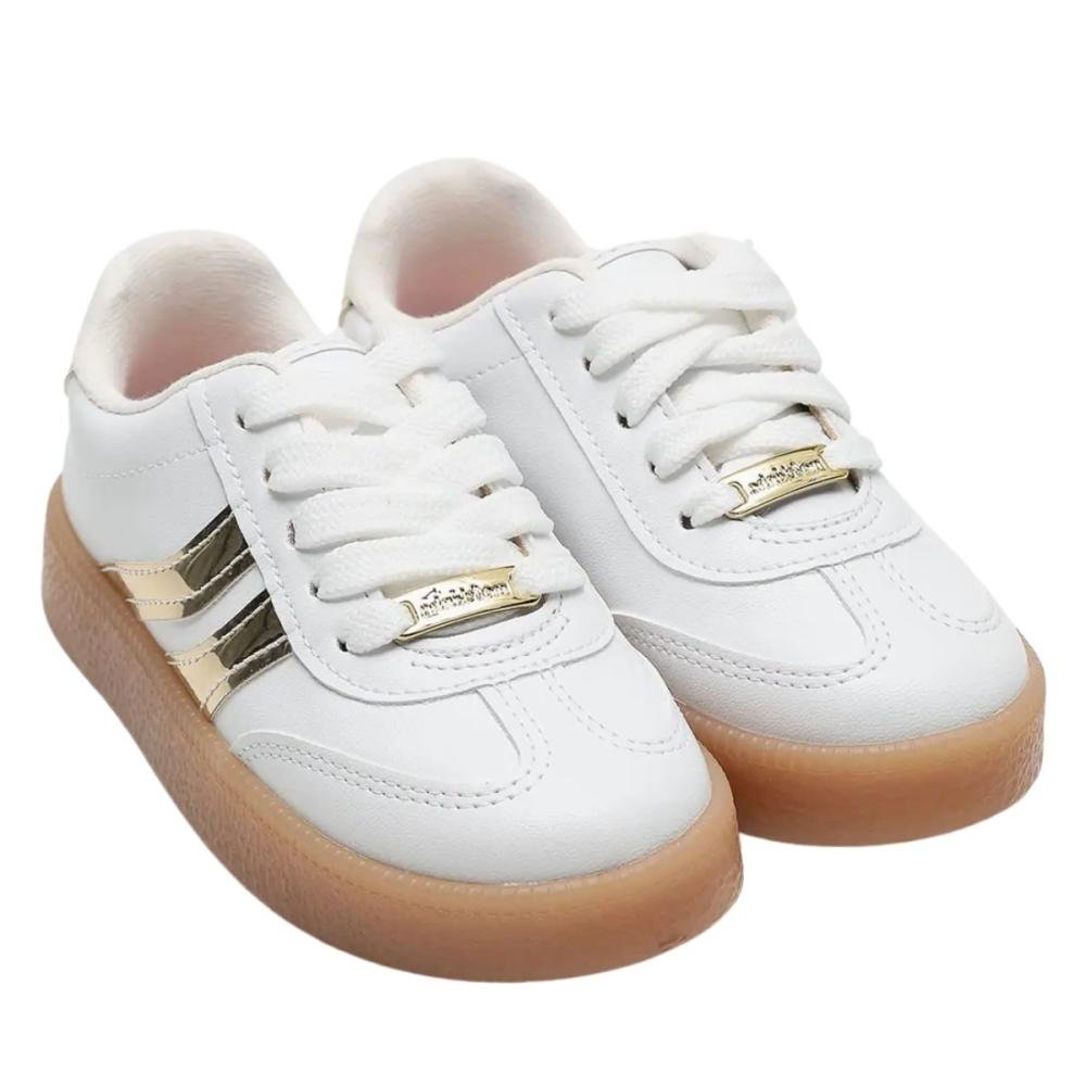 TÊNIS CASUAL MOLEKINHA MENINA 2582.102 Branco/Ouro 2