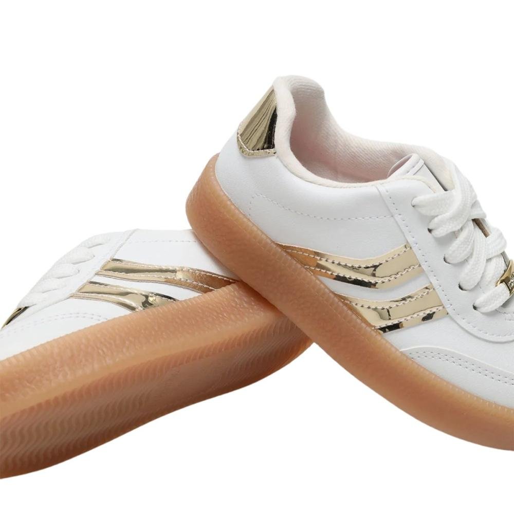 TÊNIS CASUAL MOLEKINHA MENINA 2582.102 Branco/Ouro 4