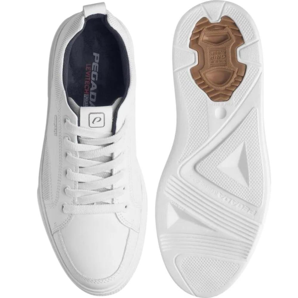 TÊNIS CASUAL PEGADA MASCULINO EM COURO 111902 Branco 3
