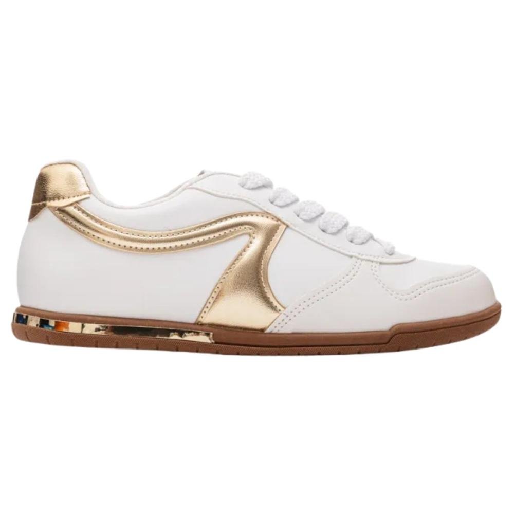 TÊNIS BEIRA RIO CASUAL METALIZADO 4326.101 Branco/Ouro 2
