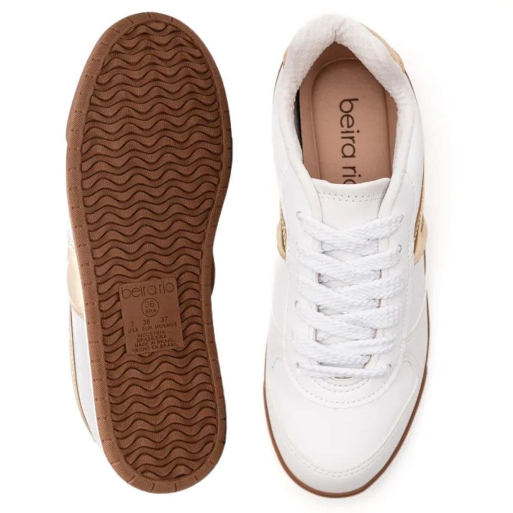 TÊNIS BEIRA RIO CASUAL METALIZADO 4326.101 Branco/Ouro 3