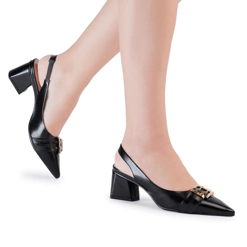 SCARPIN BEBECÊ SALTO BLOCO COM BICO FINO 3838-536 Preto 2