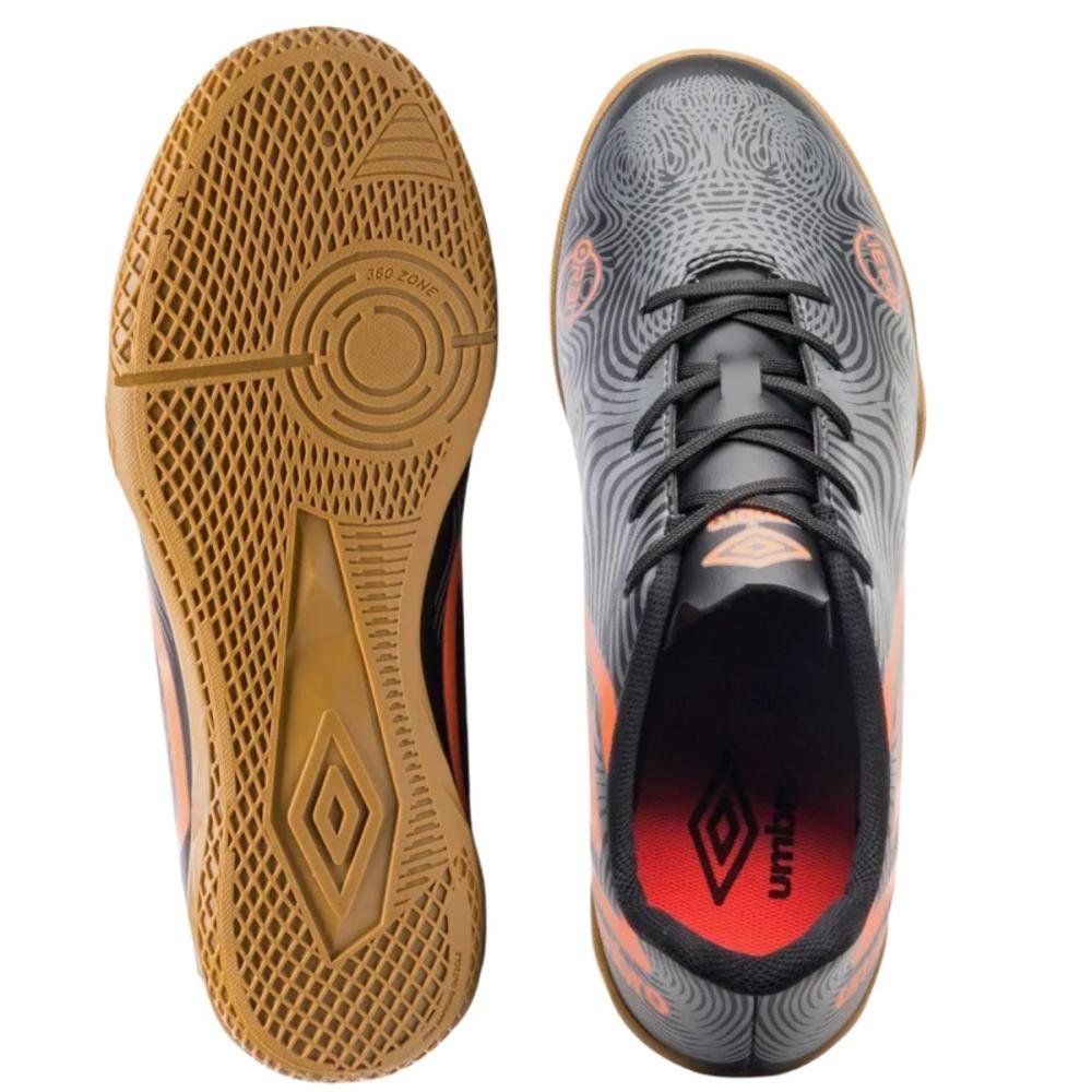 CHUTEIRA FUTSAL UMBRO ORBIT U01FB00152 Grafite/Preto/Laranja 2