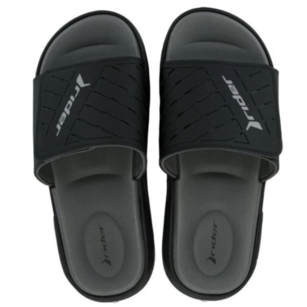 CHINELO SLIDE RIDER R SOFT PLUS 12529 Preto/Cinza 3