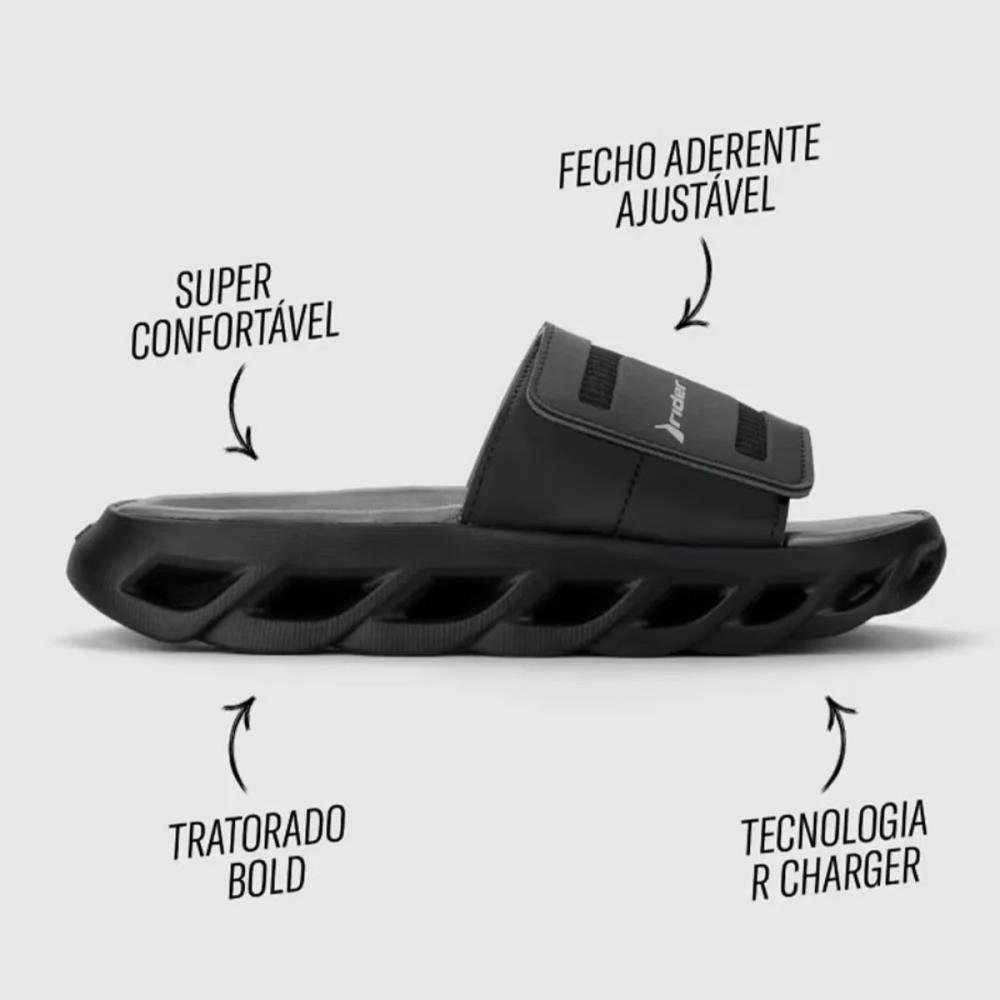 CHINELO SLIDE RIDER R POWER 12444 Preto/Cinza 3
