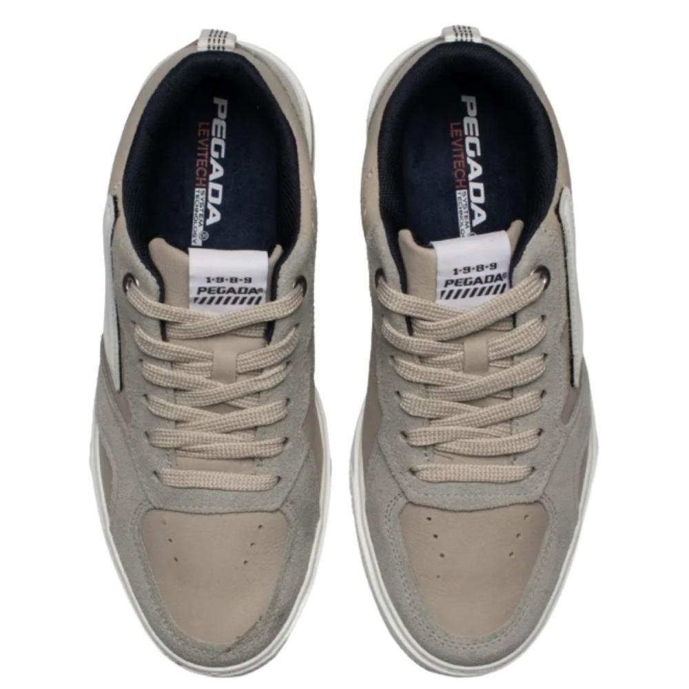 TÊNIS CASUAL PEGADA MASCULINO EM COURO 111951 Cinza/Branco 3