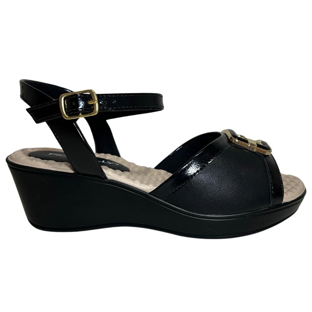SANDÁLIA PICCADILLLY ANABELA 540419 Preto/Bege 1