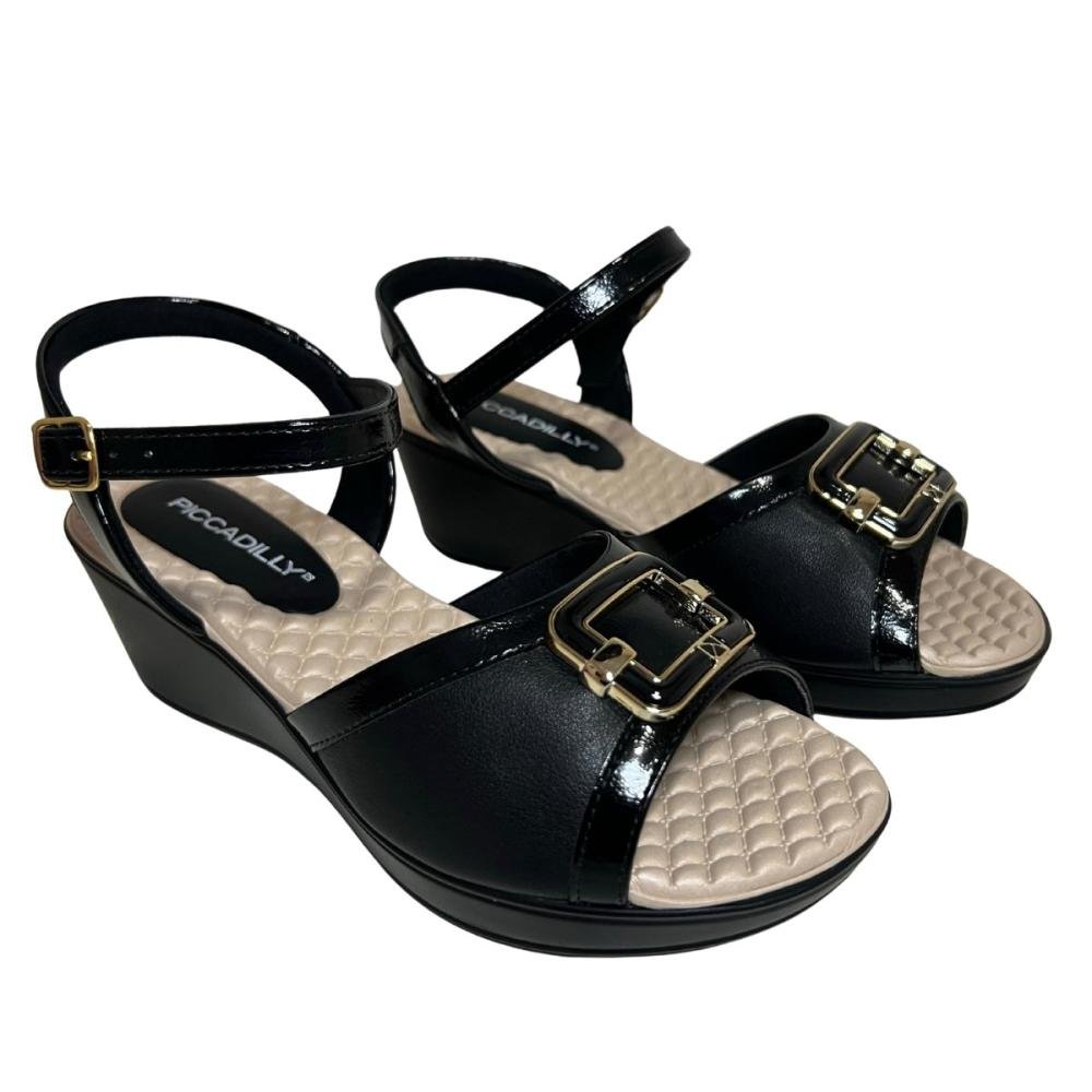 SANDÁLIA PICCADILLLY ANABELA 540419 Preto/Bege 2