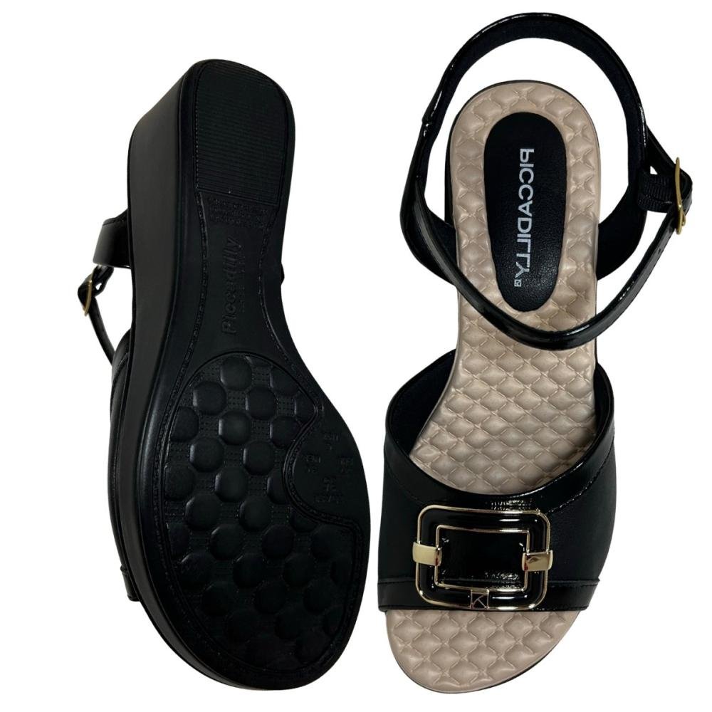 SANDÁLIA PICCADILLLY ANABELA 540419 Preto/Bege 3