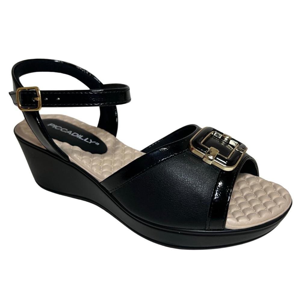 SANDÁLIA PICCADILLLY ANABELA 540419 Preto/Bege 4