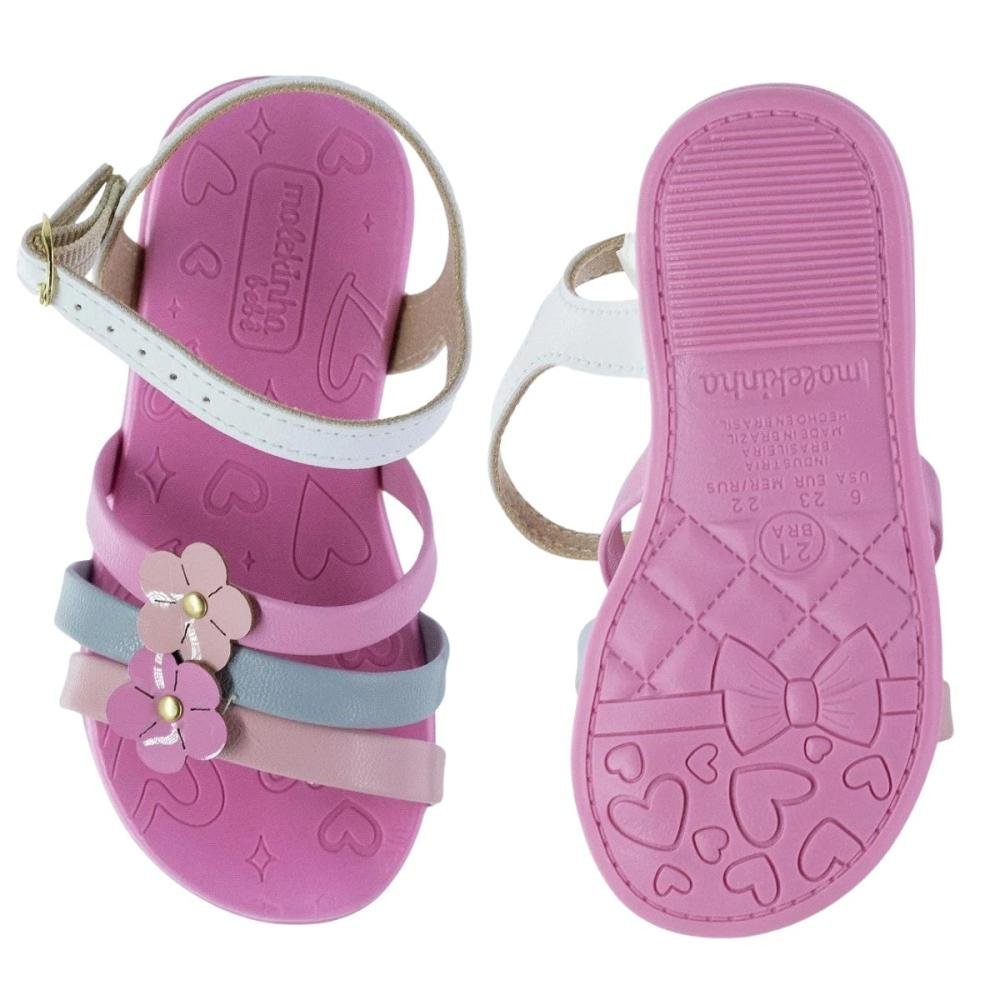 SANDÁLIA MOLEKINHA BABY FLOR 2743.102 Branco/Rosa 3