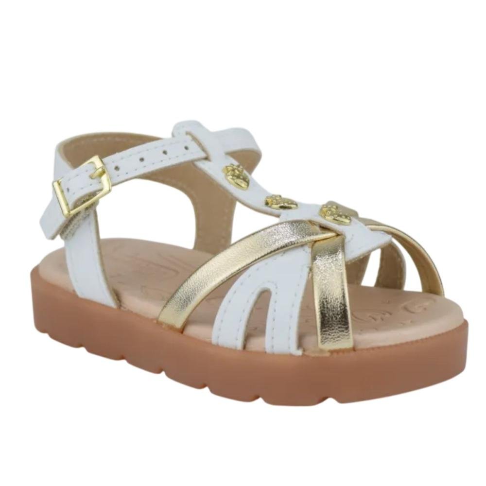 SANDÁLIA MOLEKINHA BABY LED 2741.202 Branco/Dourado 5