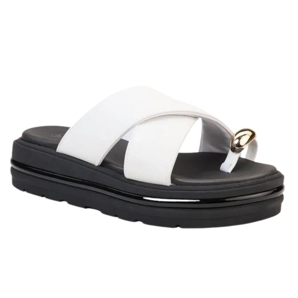 PAPETE FLATFORM BEBECÊ RING TOE T2230-416 Branco/Preto 3