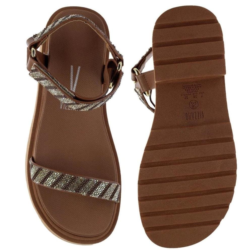 SANDÁLIA VIZZANO PLATAFORMA STRASS 6499.103 Marrom 3