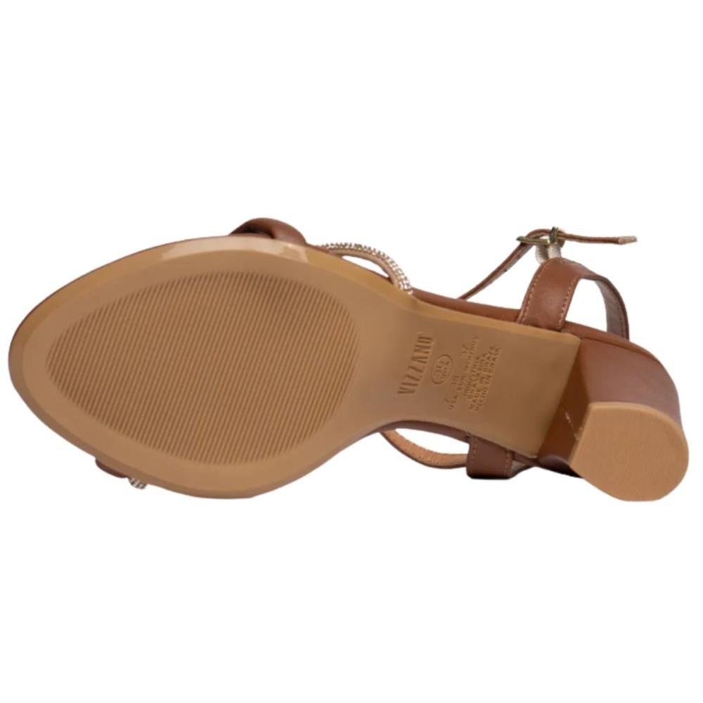 SANDÁLIA VIZZANO SALTO GROSSO STRASS 6262.1034 Marrom 6