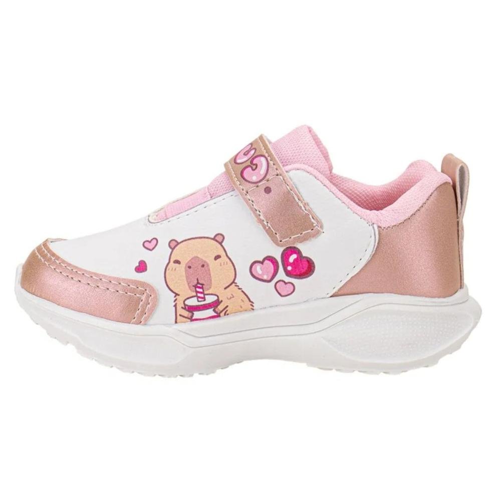 TÊNIS MINIPÉ LED CAPIVARA BABY MENINA MP2530 Branco/Rosa 4