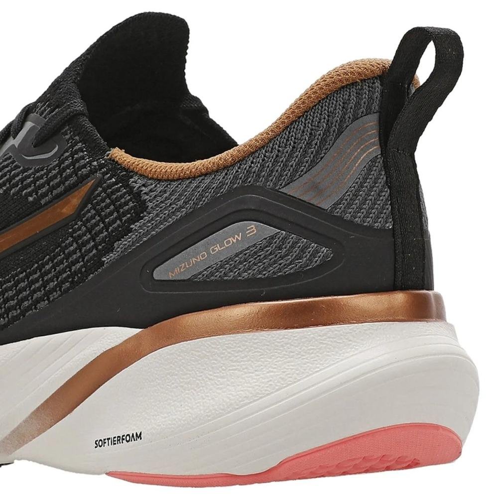 TÊNIS DE CORRIDA MIZUNO GLOW 3 FEMININO Preto/Bronze 7