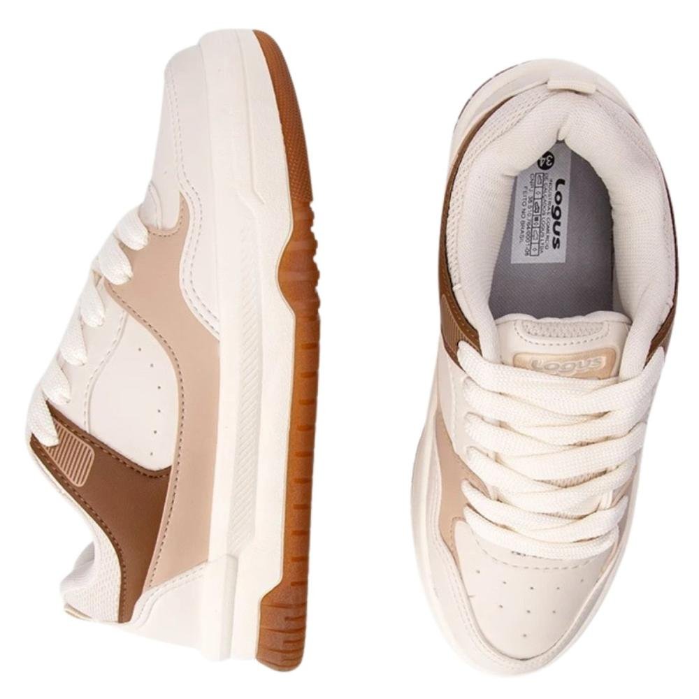 TÊNIS LOGUS CASUAL FLATFORM FEMININO 22770 Off White 3