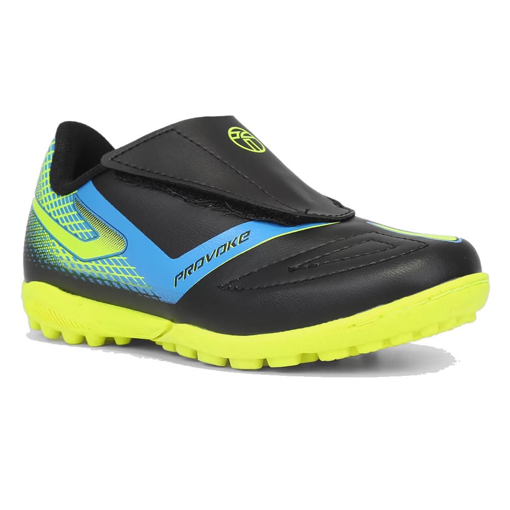 Chuteira Society Topper Provoke Infantil Preto/Amarelo Neon Preto