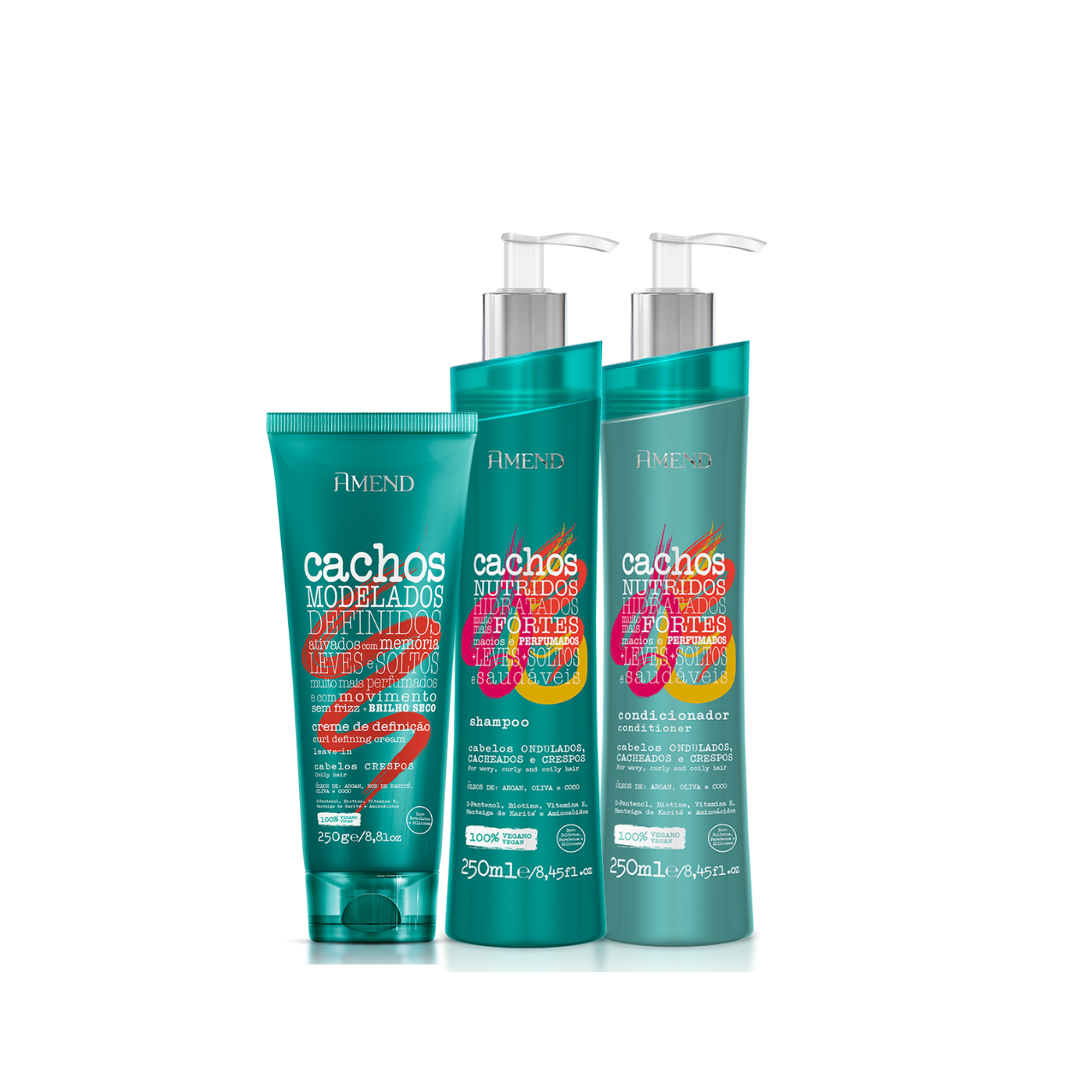Amend Cachos Sh 250ml + Cond 250ml + Leave-in Crespo 250ml ÚNICO 1