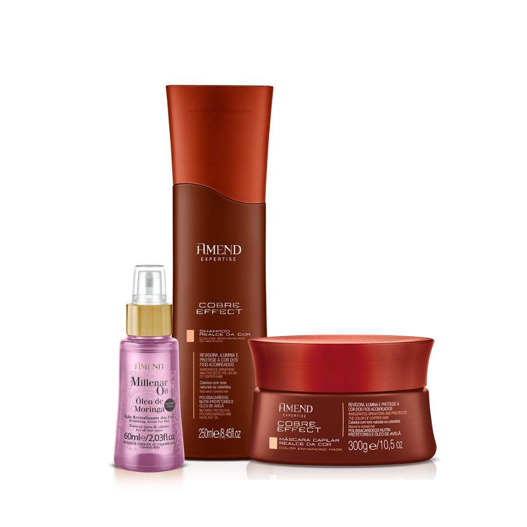 Amend  Cobre Effect Shampoo + Máscara Matizadora + Óleo Moringa ÚNICO 1