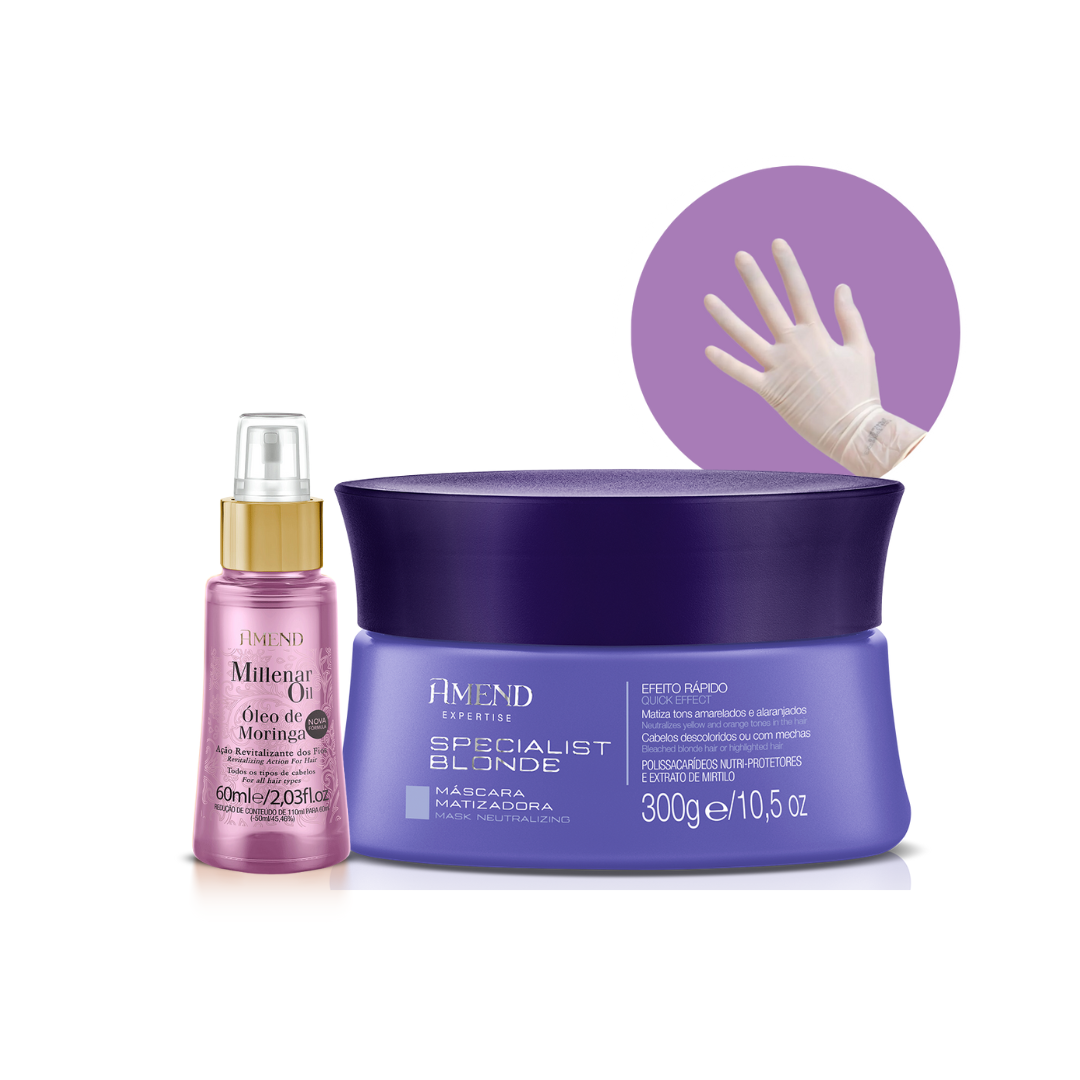 Amend Masc Matizadora Specialist Blonde + Oil Moringa + Luva ÚNICO 1