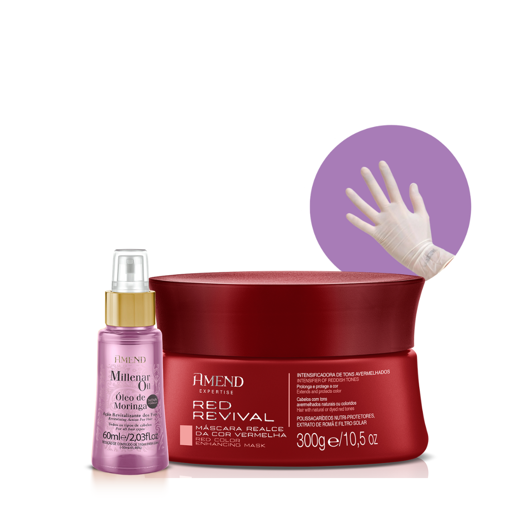 Amend Mascara Matizadora Red Revival + Oil Moringa + Luva ÚNICO 1