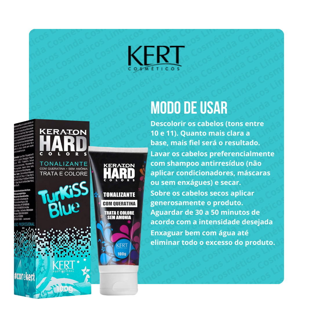 Kit Kert Keraton Hard Color Turkiss Blue 100g - 3 Unidades 300g 4