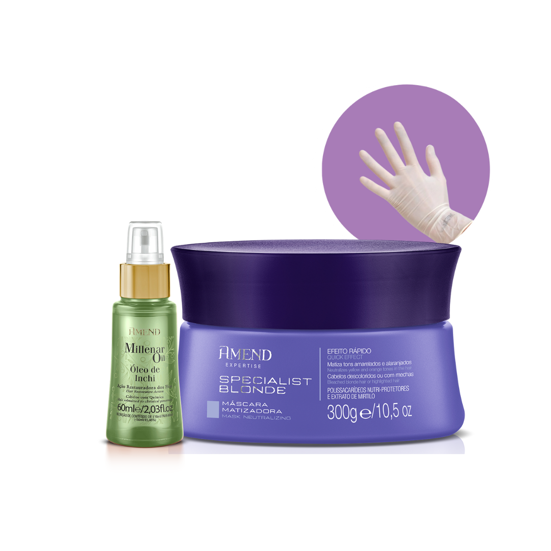 Amend Mascara Matizadora Specialist Blonde + Oil Inchi +Luva ÚNICO 1