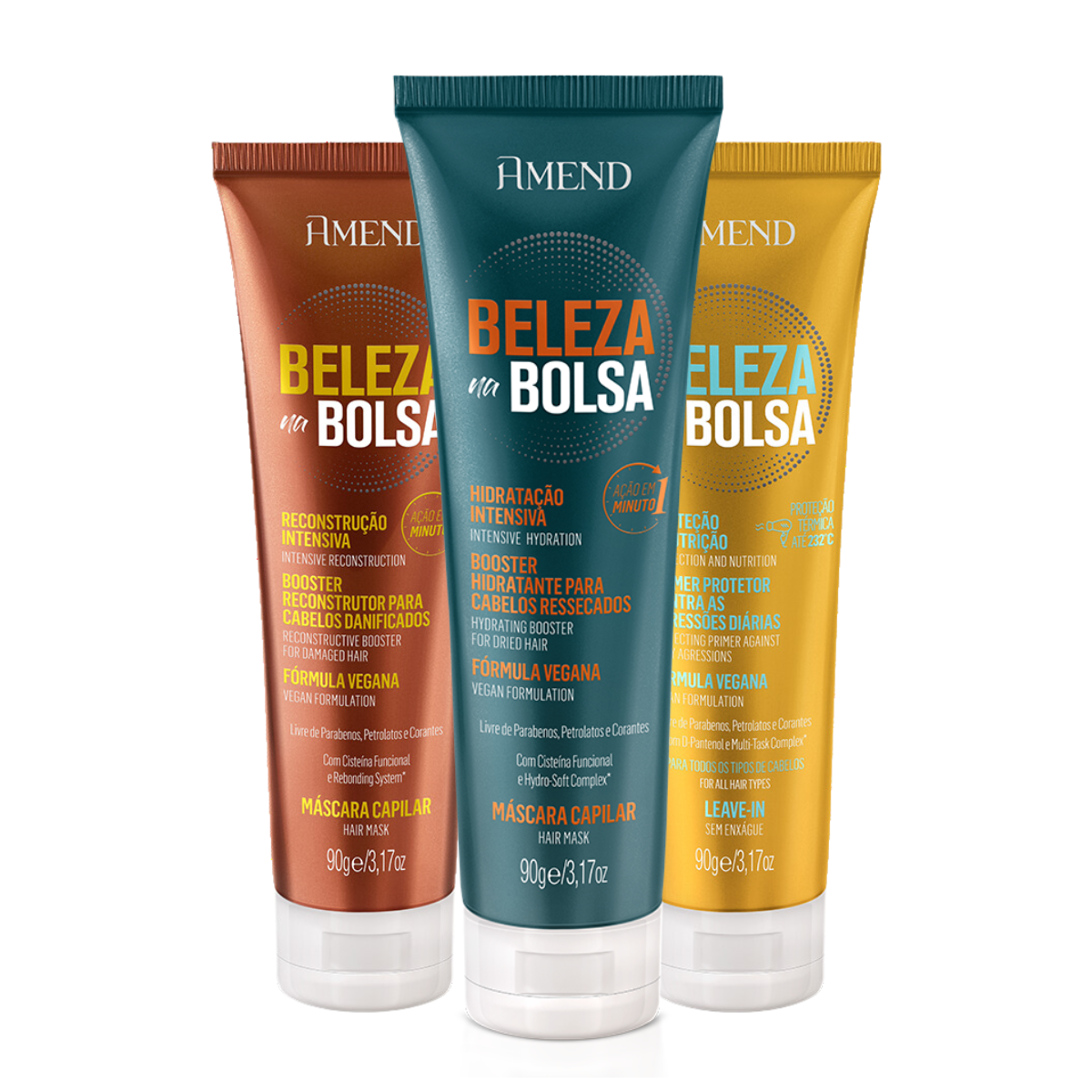 Amend Beleza na Bolsa Masc Hidra 90g + Recons 90g + Leave-in Nutri 90g ÚNICO 2