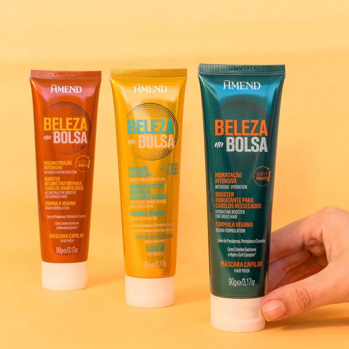 Amend Beleza na Bolsa Masc Hidra 90g + Recons 90g + Leave-in Nutri 90g ÚNICO 4