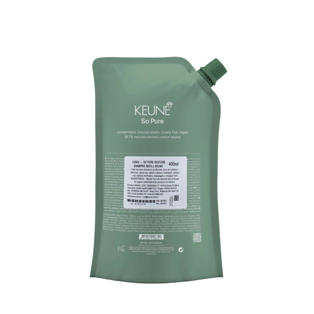 Keune So Pure Kit Caixa Restore Shampoo Refil 400ml 400ml 3