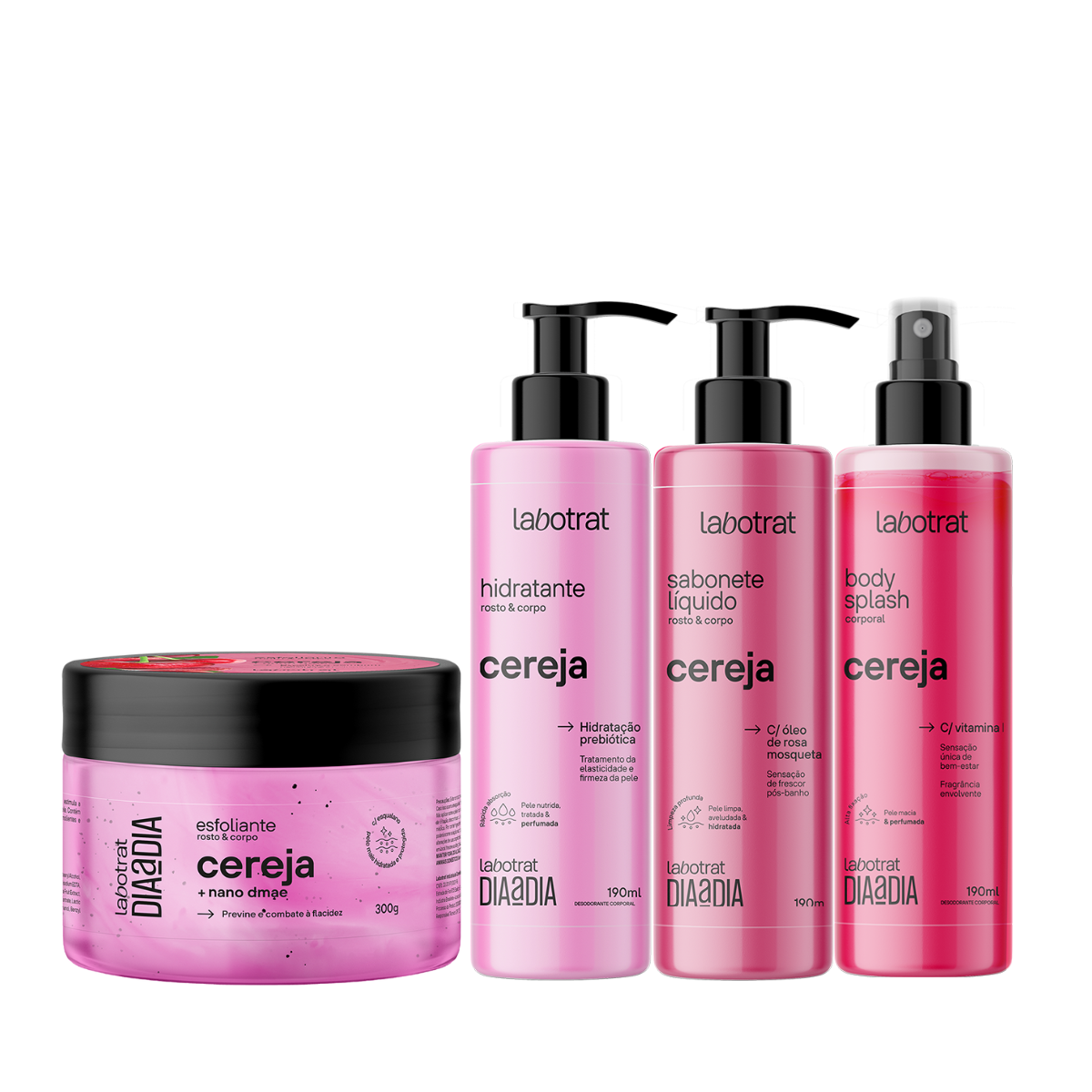 Labotrat Cereja Esfoliante 300ml + Hidratante + Sabonete + Body Splash ÚNICO 1