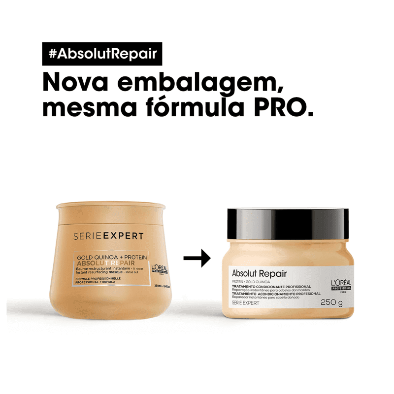 Loreal Absolut Repair Gold Quinoa Máscara 250ml ÚNICO 2
