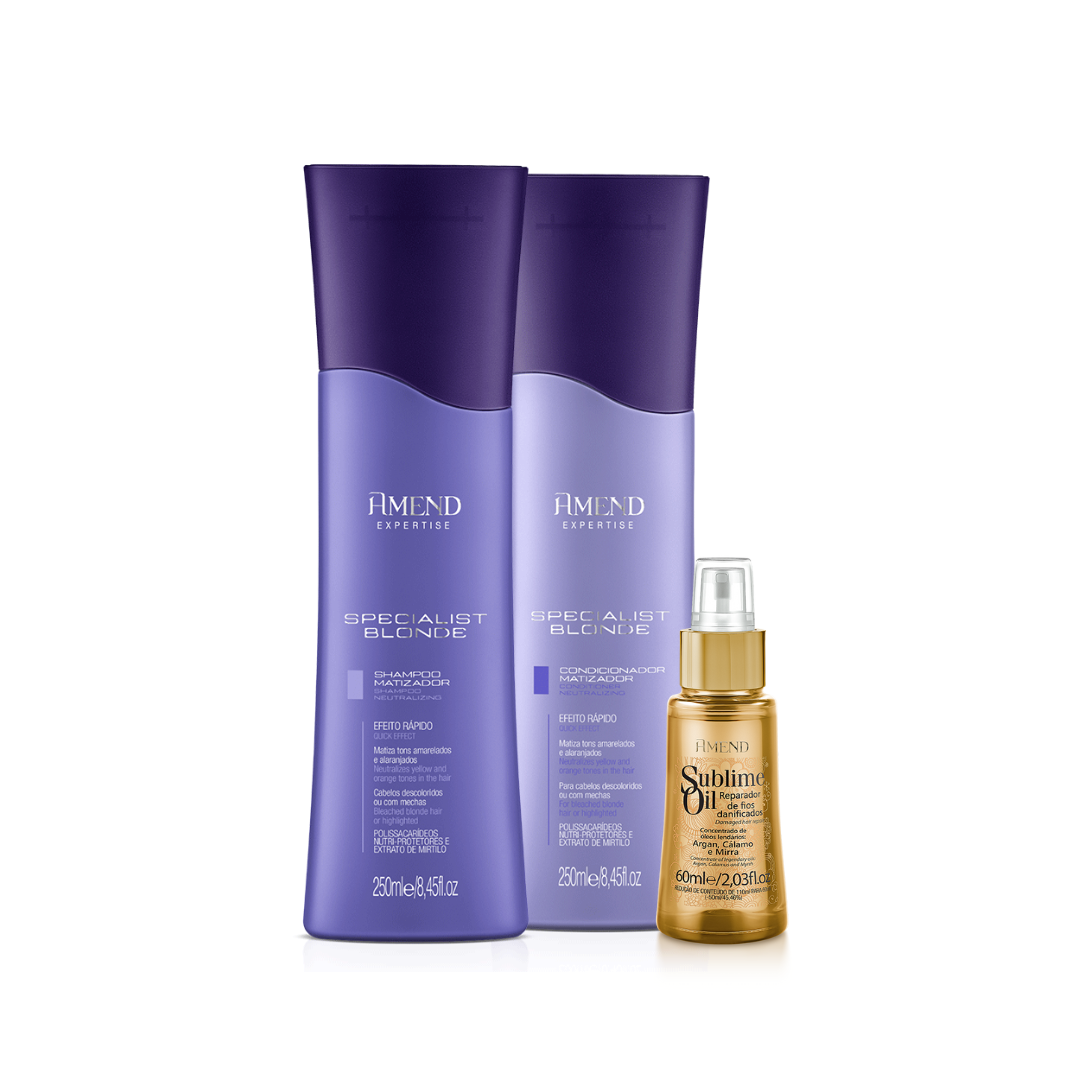 Amend Expertise Specialist Blonde Shampoo 250ml + Condicionador 250ml + Sublime Oil 60ml ÚNICO 1