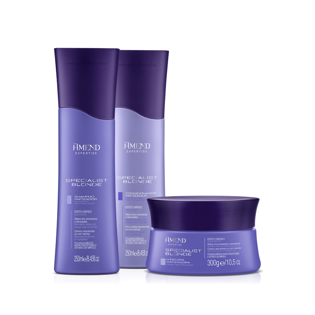 Amend Expertise Specialist Blonde Shampoo 250ml + Condicionador 250ml + Mascara 300ml ÚNICO 1