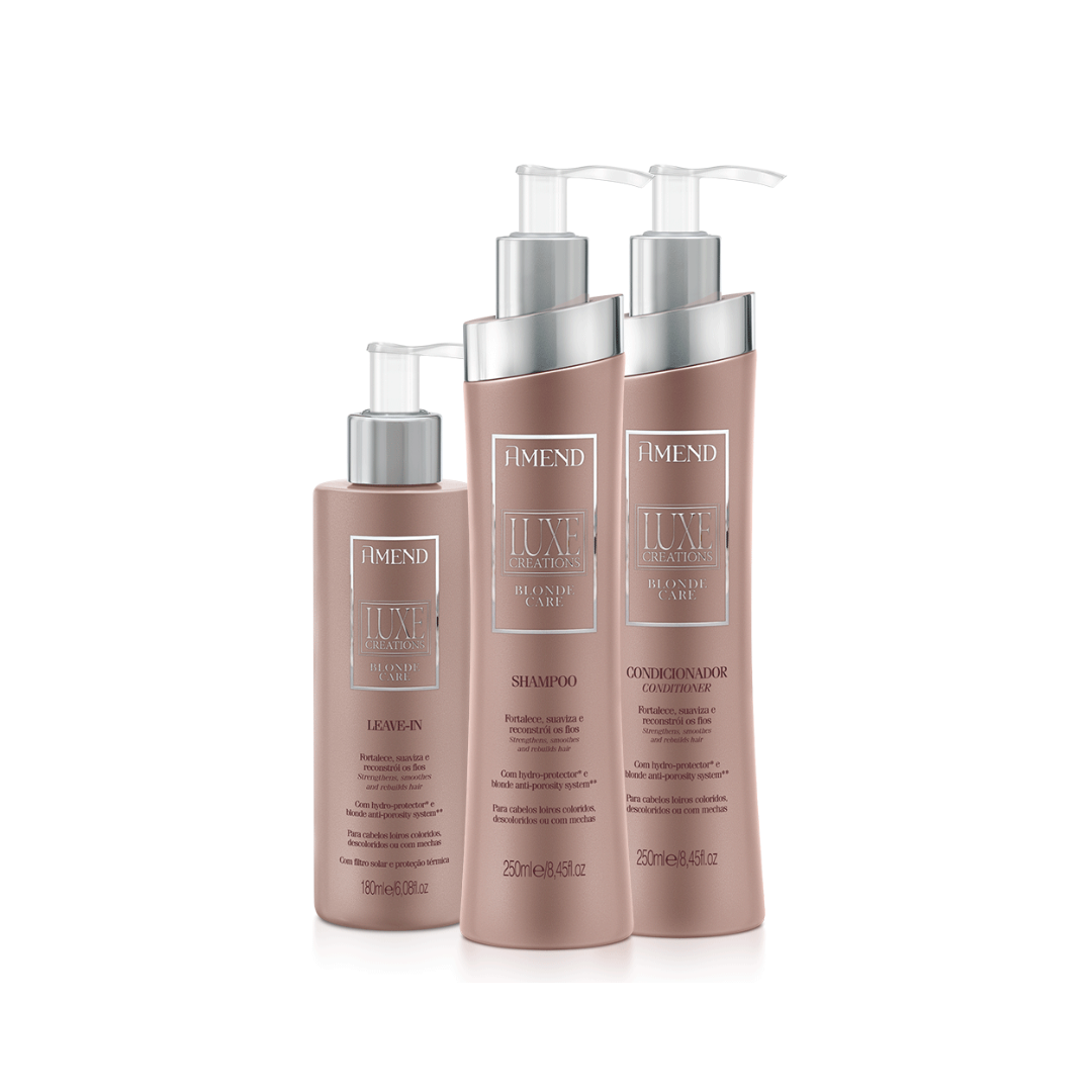 Amend Luxe Creations Blonde Care Shampoo 250ml + Condicionador 250ml + Leave-in 180ml ÚNICO 1