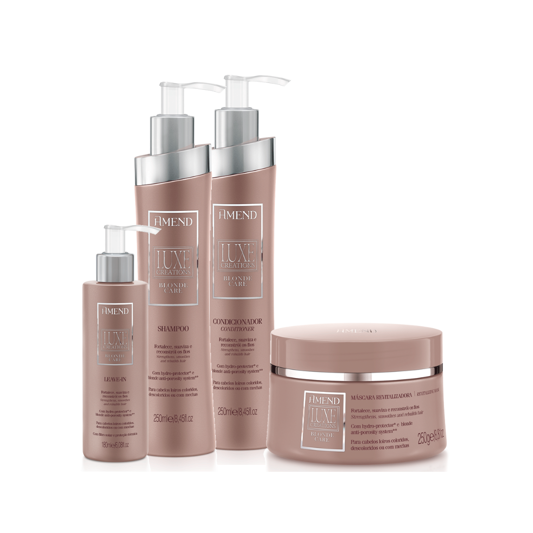 Amend Luxe Creations Blonde Care Shampoo 250ml + Condicionador 250ml + Máscara 300ml + Leave-in 180ml ÚNICO 1