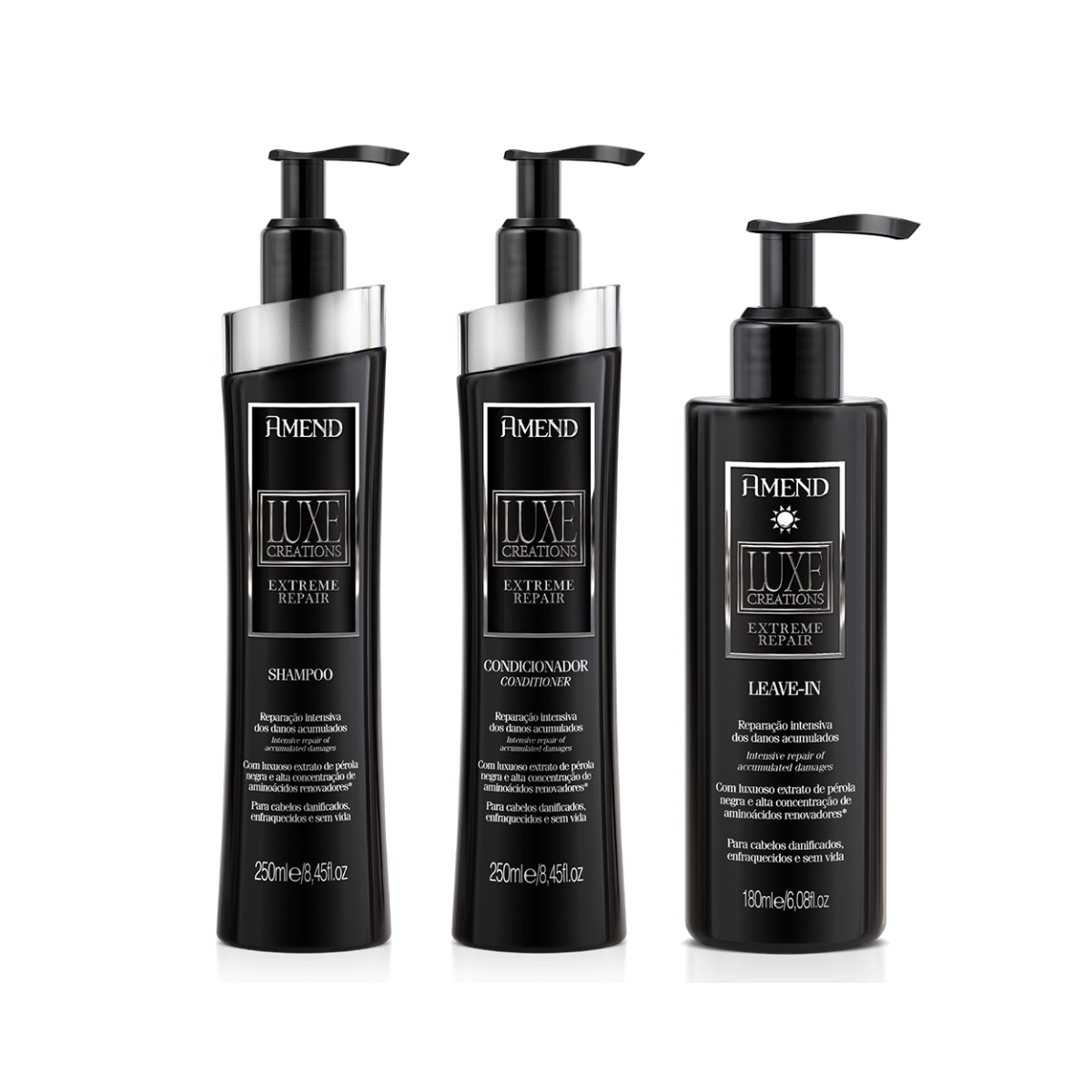 Amend Luxe Creations Extreme Repair Sh 250ml + Cond 250ml + Leave-in 180ml ÚNICO 1