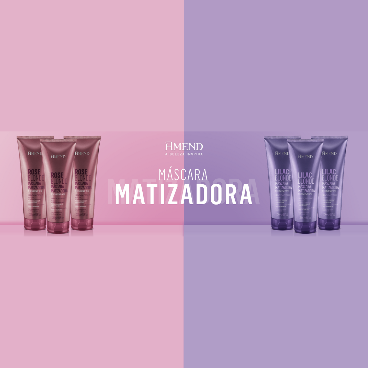 Amend Mascara Matizadoras Lilac Blonde 250ml + Millenar Oil Monói 60ml + Luva ÚNICO 4