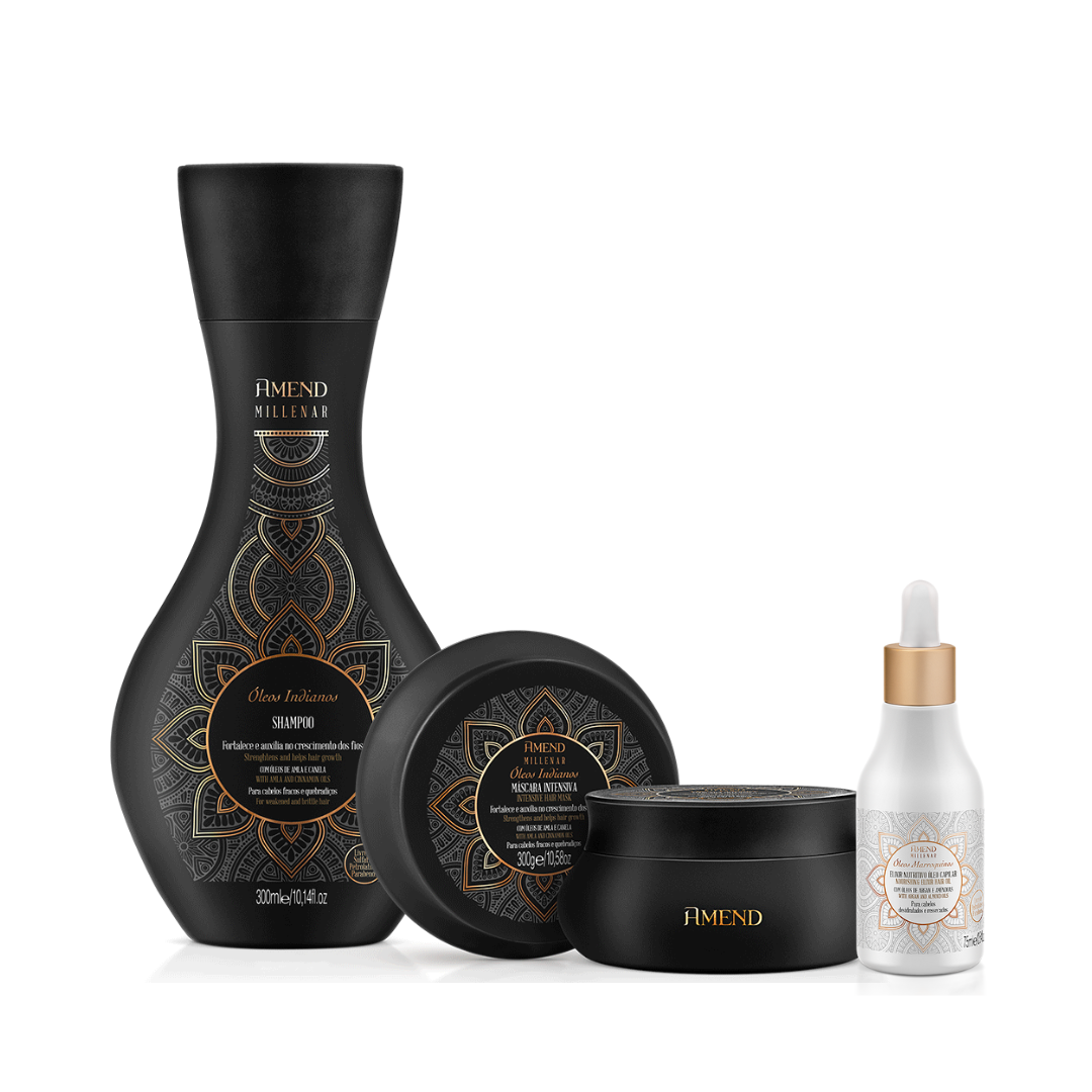 Amend Millenar Óleos Indianos Shampoo 300ml + Mascara 300ml + Óleo Elixir Nutritivo 75ml ÚNICO 1