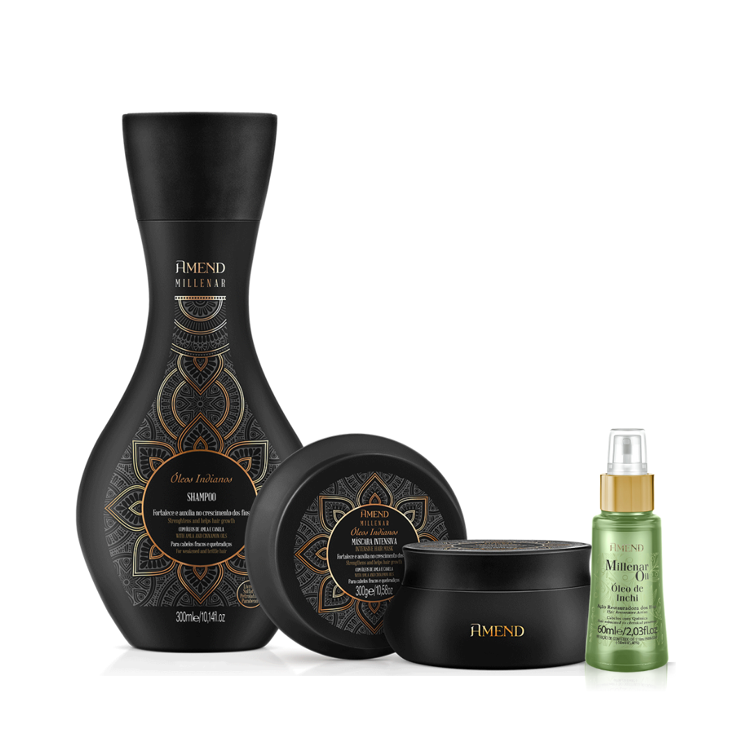 Amend Millenar Óleos Indianos Shampoo 300ml + Mascara 300ml + Millenar Oil Inchi 60ml