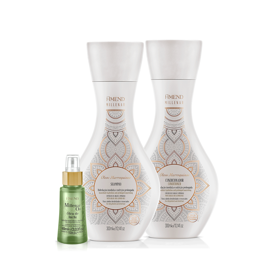 Amend Millenar Óleos Marroquinos Shampoo 300ml + Condicionador 300ml + Millenar Oil Inchi 60ml
