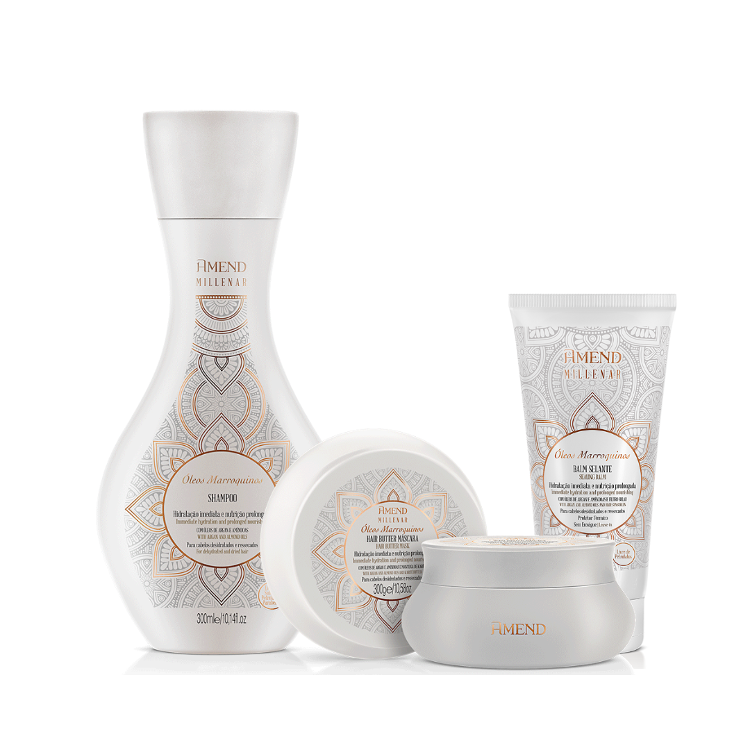 Amend Millenar Óleos Marroquinos Shampoo 300ml + Mascara 300ml + Balm Selante 180ml ÚNICO 1