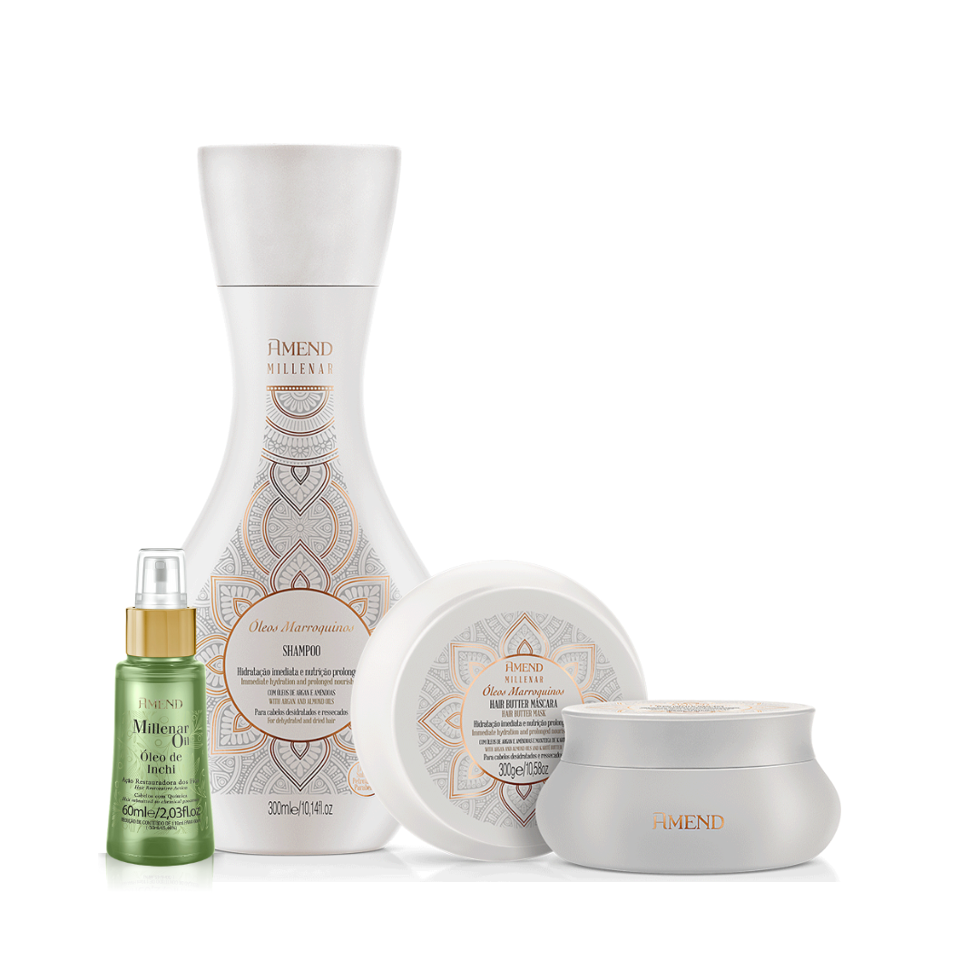 Amend Millenar Óleos Marroquinos Shampoo 300ml + Mascara 300ml + Millenar Oil Inchi 60ml
