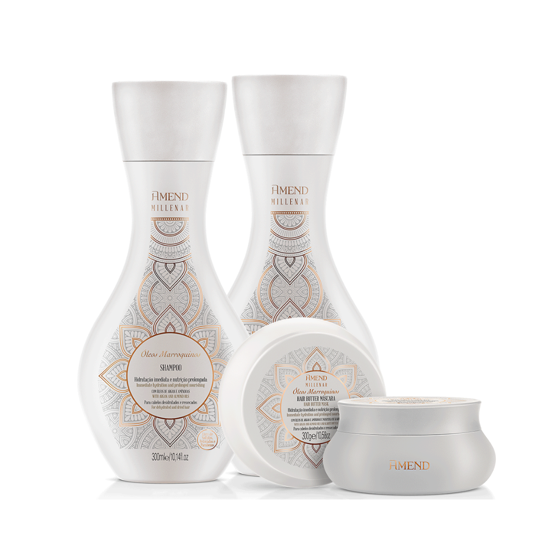 Amend Millenar Óleos Marroquinos Shampoo 300ml + Condicionador 300ml + Mascara 300ml ÚNICO 1