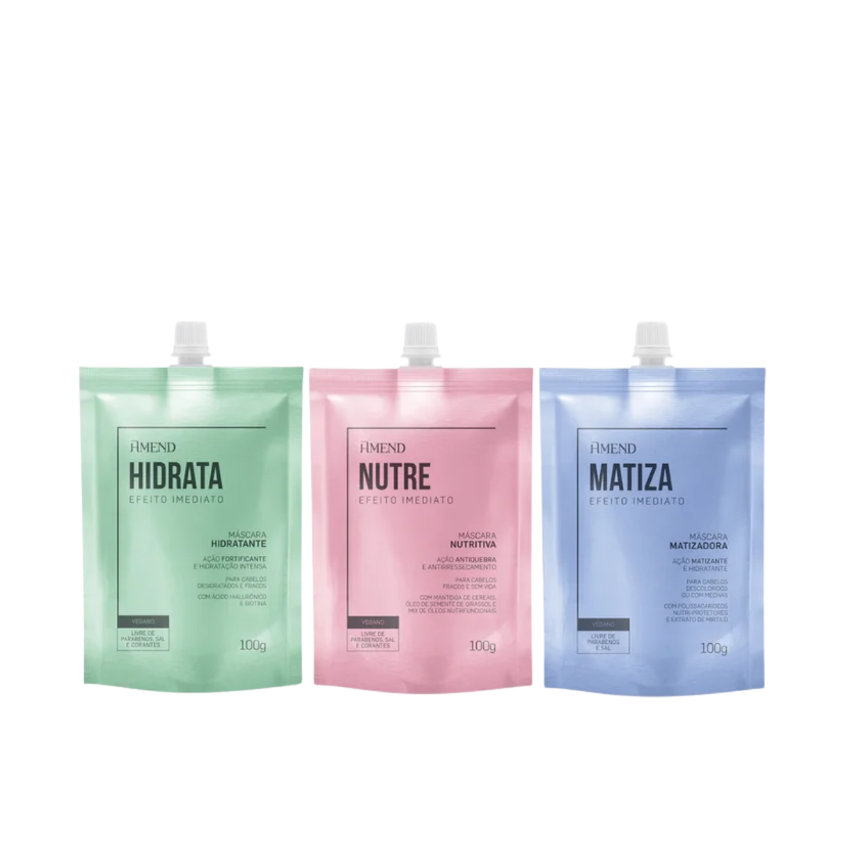 Amend Efeito Imediato Mascara Hidratante 100ml + Nutritiva 100ml + Matizadora 100ml ÚNICO 1