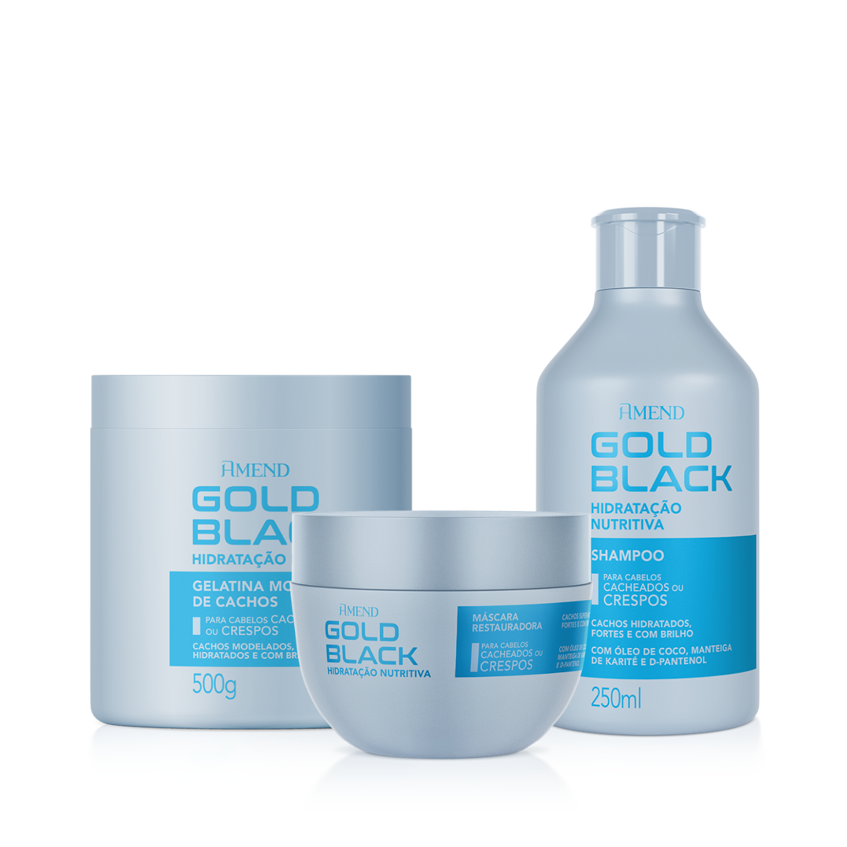 Amend Gold Black Hidratação Nutritiva Sh 250ml + Masc 250ml + Gelatina 500ml ÚNICO 1